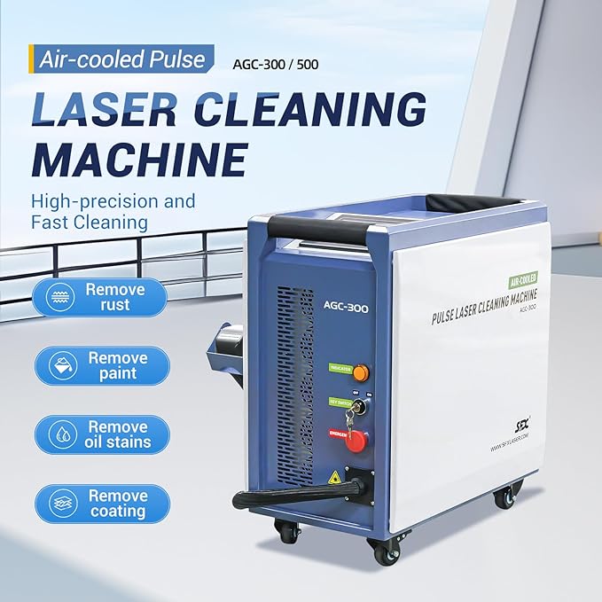 US STOCK SFX 300W Portable Air-cooled Pulse Laser Cleaning Machine Metal Rust Paint Oil Oxide Layer Remover Laser Rust Removal Handheld Fiber Laser Cleaner laser lass Ⅱ output power 0.874mW
