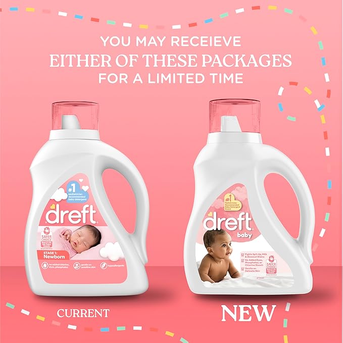Dreft Baby Liquid Laundry Detergent, Gentle on Sensitive Skin Laundry Soap, 42 fl oz, 32 Loads (Packaging May Vary)