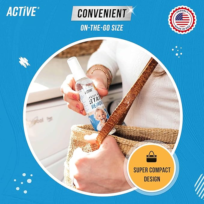ACTIVE Automatic Toilet Bowl Cleaner Tablets and Messy Kids Stain Remover - Includes 12ct Toilet Cleaning Tablets and 12oz Messy Kids Stain Removal Spray