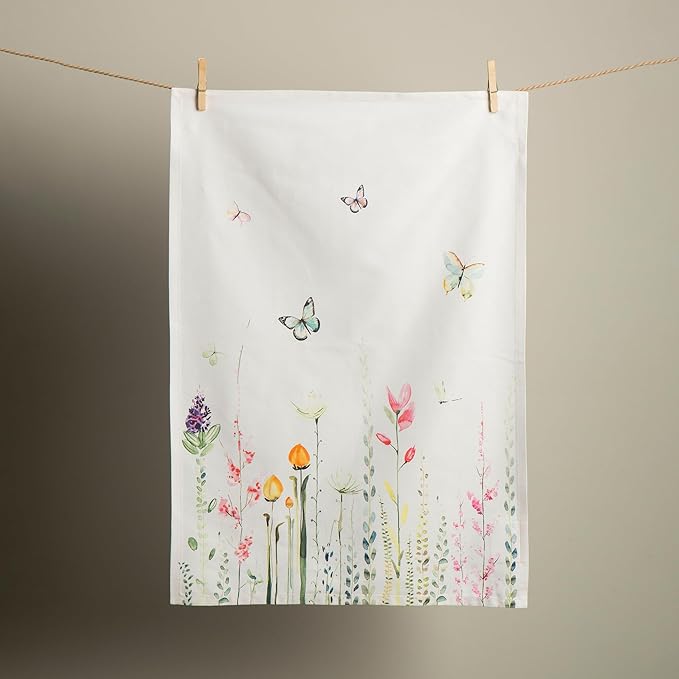 Maison d' Hermine Kitchen Towels Set of 3 100% Cotton 27.50" x 20" Reusable Cloth Tea Dish Towels Absorbent with Hanging Loop for Kitchen Farmhouse Hotel Spring Summer - Botanical Fresh