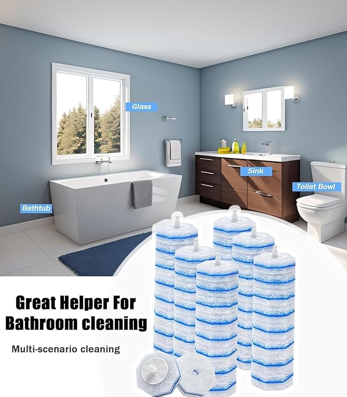 60 Count Toilet Wand Refills for Clorox,4X Cleaning Power Toilet Bowl Cleaner Refill Pads,Disposable Toilet Brush Scrubber Refills for Bathroom Cleaning,No Falling Apart
