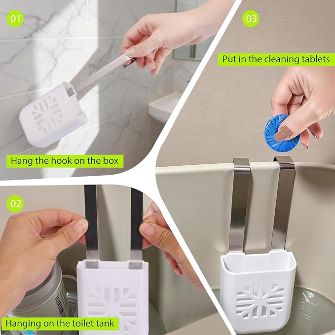 Toilet Tank Tablet Holder, Versatile Toilet Bowl Hanging Cleaner and Deodorizer Hanger, Prevents Flapper Jams & Residue, Extends Life of Drop-In Cleaner Tablets -2PCS