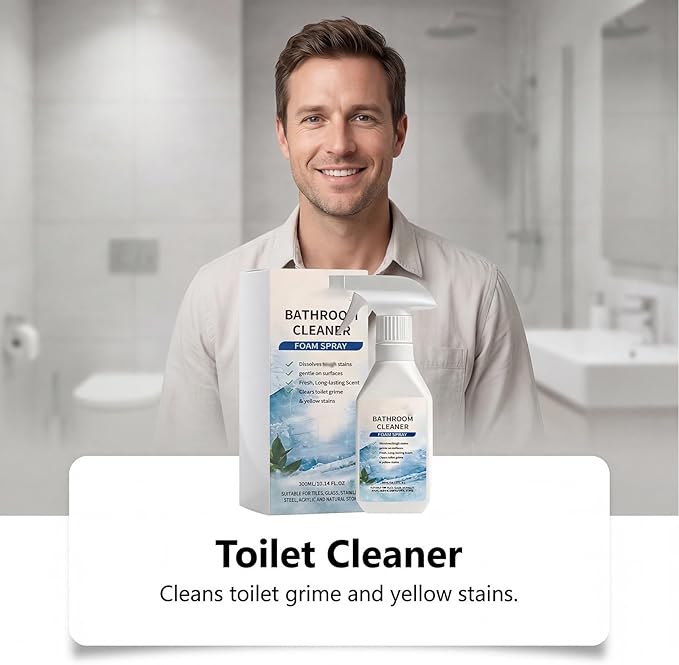 300ML Scale Remover Bathroom Cleaner, Scale Removal Bathroom Cleaner, Powerful Scale Remover, Bathroom and Shower Foamer Aerosol, Suitable for Tiles, Glass, Stainless, Steel, Natural Stone (2PC)