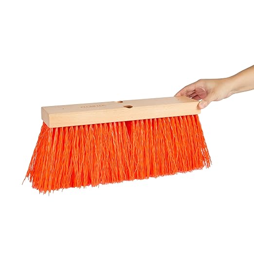 Restaurantware-Broom Head ONLY: Clean Tek Professional 16-Inch Push Broom Head, 1 Heavy-Duty Push Cleaning Tool - Handle Sold Separately, Heavy Unflagged Bristles, Black Plastic, Outdoor