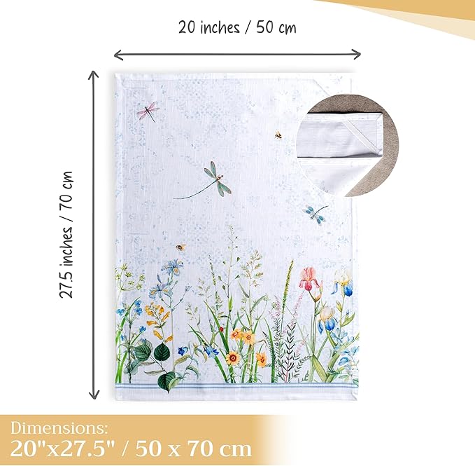 Maison d' Hermine Kitchen Towels Set of 3 100% Cotton 27.50" x 20" Reusable Cloth Tea Dish Towels Absorbent with Hanging Loop for Kitchen Farmhouse Hotel Spring Summer - Fleurs De Mai
