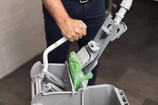 Unger Commercial SmartColor MicroMop 15.0, 16" Wet Dry Microfiber Mop Pad, Reusable - Heavy-Duty Floor Cleaning for Stone & Tile Floors, Green - MM400