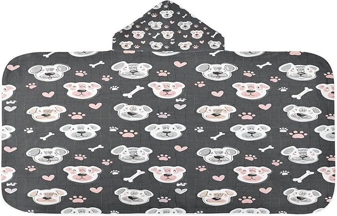 CEBUGI Cute Dog Hooded Bath Towel for Kids Absorbent Soft Bath Towel Wrap with Hood 50x23.5in Pool Beach Shower Towel for Boys Girls