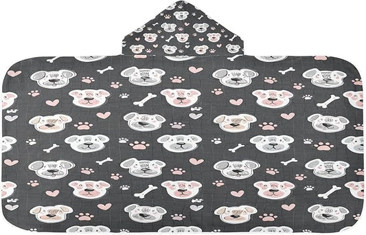 CEBUGI Cute Dog Hooded Bath Towel for Kids Absorbent Soft Bath Towel Wrap with Hood 50x23.5in Pool Beach Shower Towel for Boys Girls