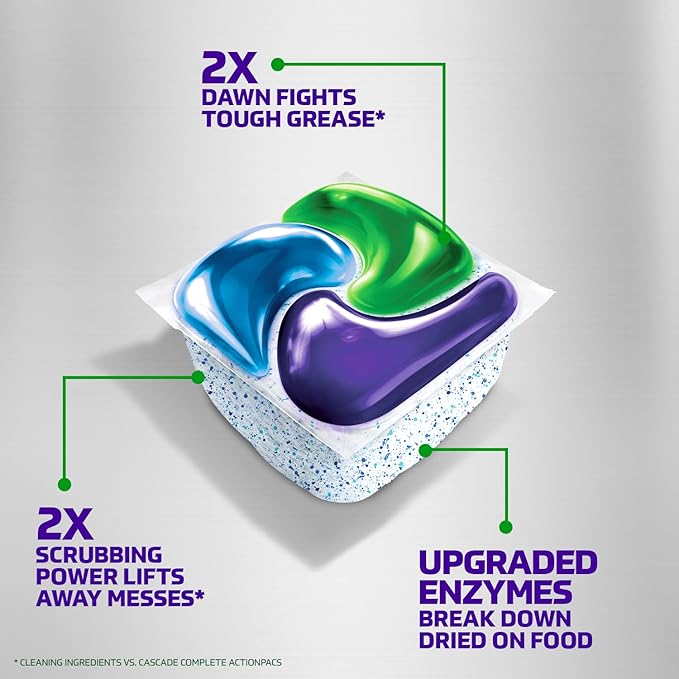 Cascade Platinum Plus Dishwasher Pods, Dish Detergent ActionPacs, Cleaning Supplies, Lemon, 52 Count