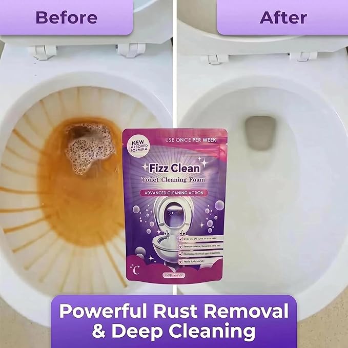 Fizz Clean Toilet bowl cleaner, a fast-foaming toilet cleaner that helps remove stains and odors. This bathroom toilet cleaner has a fresh scent and is easy to use，With Minimal Effort。 (1pc）