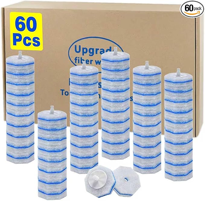 60pcs Disposable Toilet Bowl Wand Refills for Clorox,Replacement Brush Heads Compatible With Most Toilet Bowl Wand Refill System,Upgrade Fiber Cleaner Heads for Closestool Cleaning