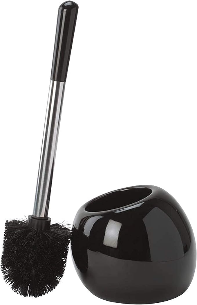 Bath Bliss Ceramic Dome Toilet Brush & Holder in Black