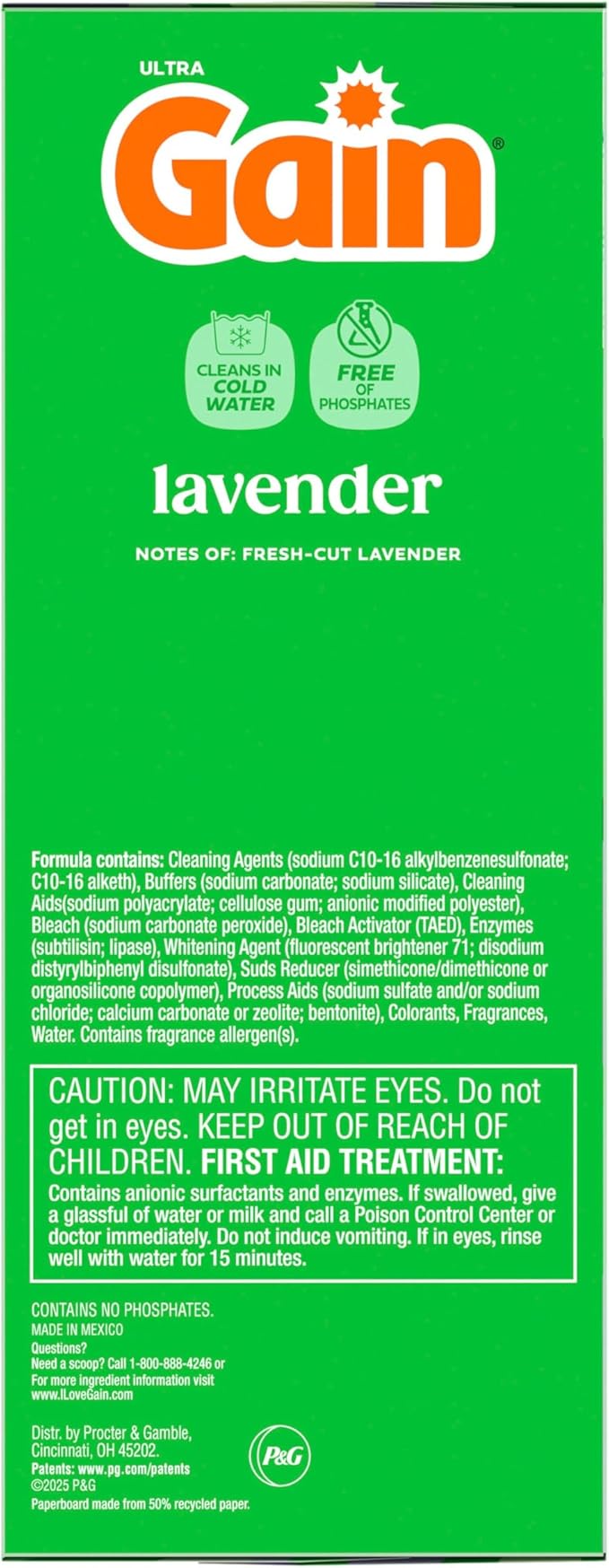 Gain Powder Laundry Detergent, Lavender Scent, 133 Loads, 123 OZ (Pack of 2)