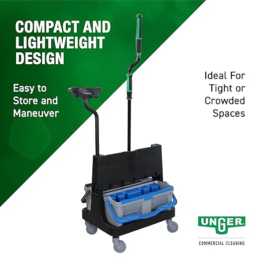 Unger Commercial - OmniClean Dual Bucket Kit with Offset Pole for Professional Floor Cleaning Systems, Janitorial Cleaning Set - CLBK2