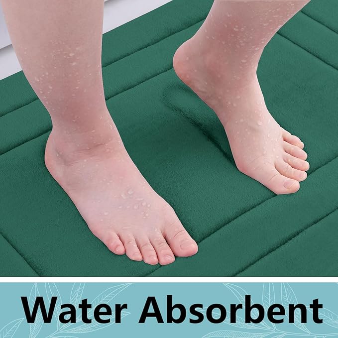 Arotive Memory Foam Bathroom Rug Mat 44x24, Ultra Soft and Absorbent Bath Mat, Machine Wash Dry, Comfortable Bath Rug Carpet for Bathroom Floor, Tub and Shower, Dark Green
