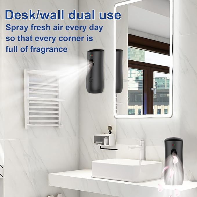 Automatic Air Freshener Spray Dispenser (2-Pack), Free Standing or Wall Mounted Adjustable Aromatherapy Machines for Home, Indoor, Bathrooms, Offices, Hotels and Commercial Places (B-01)