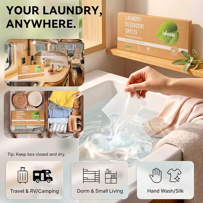 Laundry Detergent Sheets 120 Loads Stain-Fighting Enzymes - Plant Powered Fragrance Microcapsules Eco-Friendly Laundry Soap Sheets - Home or Travel Flax scent 60 sheets