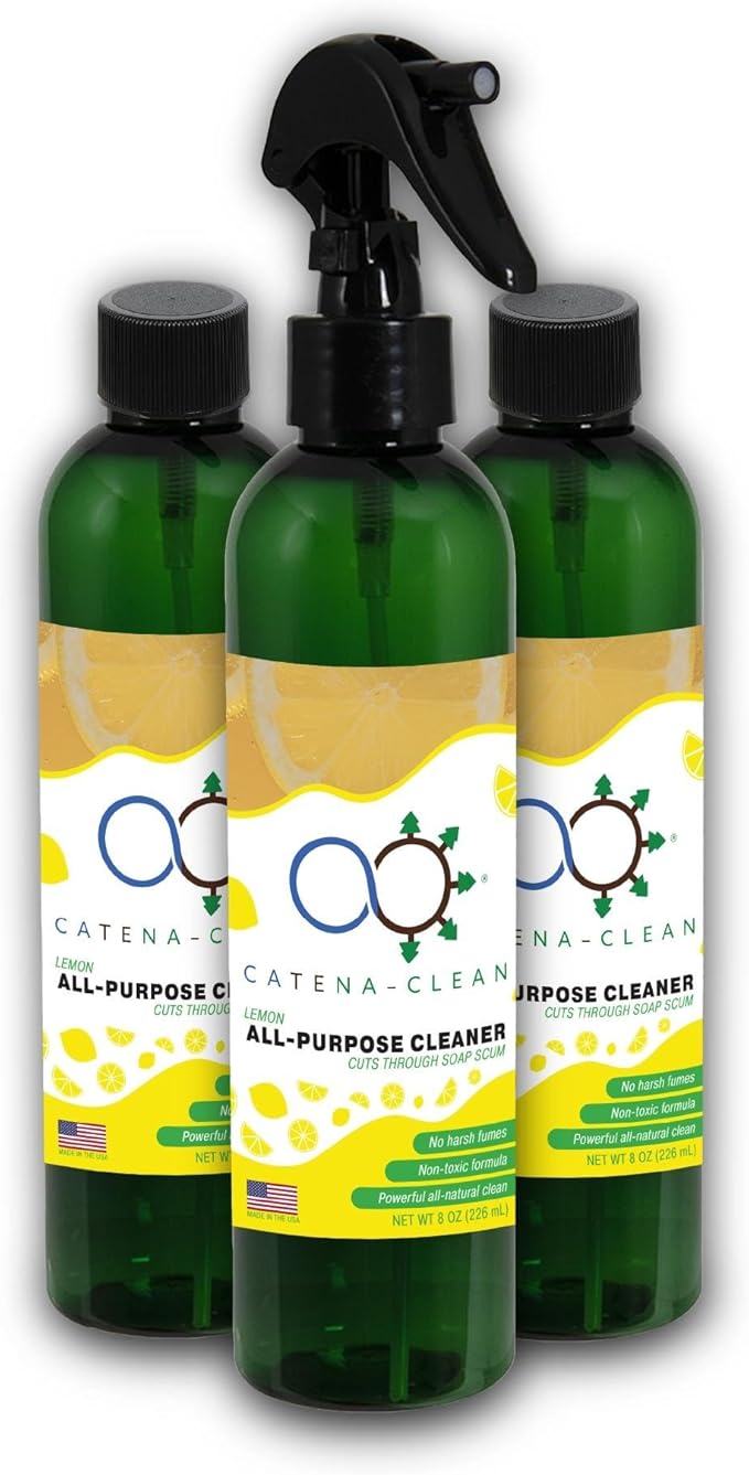 All Natural Lemon Scented Bathroom Cleaner (Pack of 3)– Multipurpose, Powerful Spray for Shower, Toilet, Sink & Tub – Descaler, Limescale, Grime, & Soap Scum Remover – Citrus Scent, Streak-Free Shine