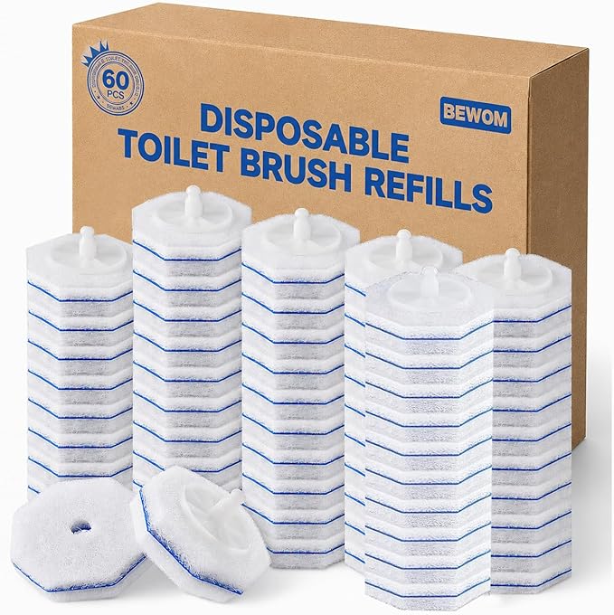 60 Count Toilet Bowl Cleaner Wand Refills Compatible with CLOROX, Disposable Toilet Brush Refills, Replacement Brush Heads for Cleaning System