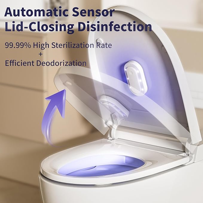 Toilet Guard,Smart U V-C Toilet Cleaner & Odor-Control System with Motion Sensor,Self Cleaning, Rechargeable Toilet Lid Smart accessory for Home Hotel Shared Bathroom, White(1pc)