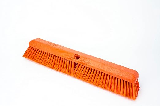 SPARTA Omni Sweep Plastic Push Broom Head, Heavy Duty, Industrial Broom With Color Code System For Outdoor, Indoor, Garage, Concrete, Patio, Kitchen, Bathroom, 18 Inches, Orange