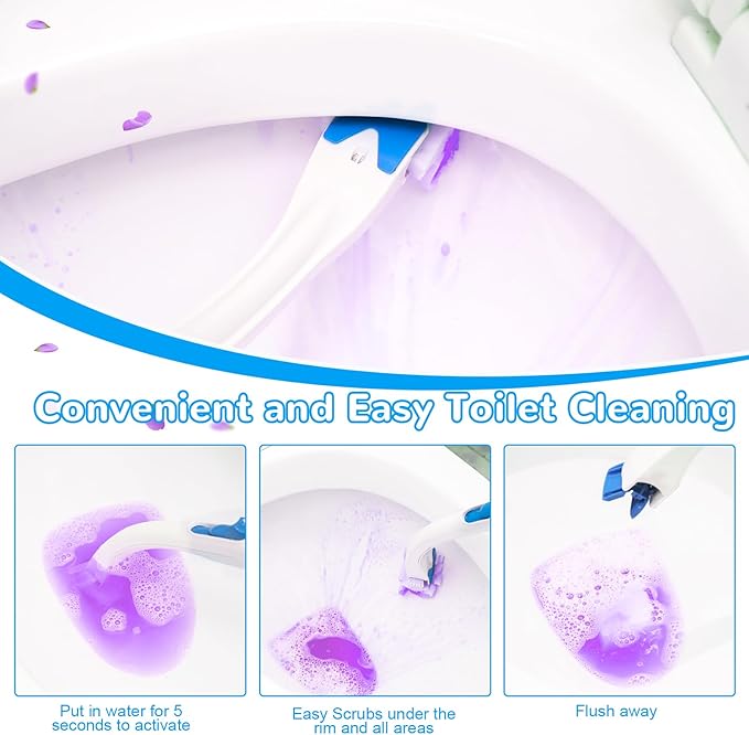 Effacera 36 Refills Disposable Toilet Bowl Paper Bulk Toilet Fresh Flushable Refills for Bathroom Toilet Brush Accessories Supplies Starter Kit (Lavender Scent)