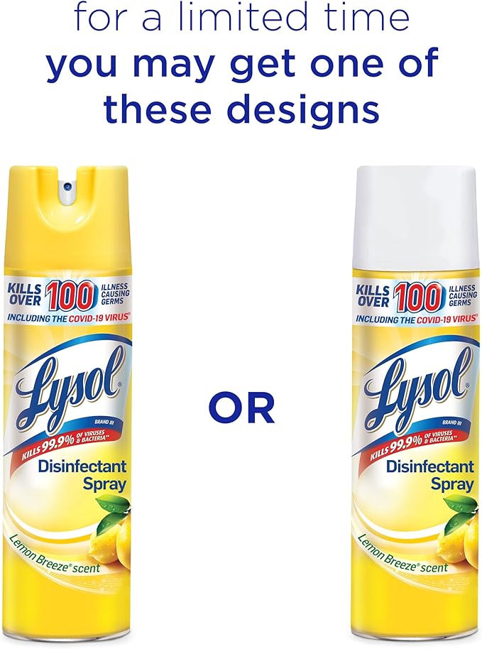 Lysol Disinfectant Spray, Household Cleaning Supplies, Disinfecting Multi-Purpose Room Spray, Antibacterial Sanitizer, Deodorizer, Kills Hantavirus, Lemon Breeze, 19 Fl Oz