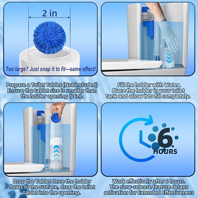 Toilet Tablets Saver, Slow-Release Holder for Toilet Bowl Cleaner Tablets, Prevents Clogging & Residue, Extends Tank Tablet & Bleach Lifespan Up to 3X(Tablet Not Included)