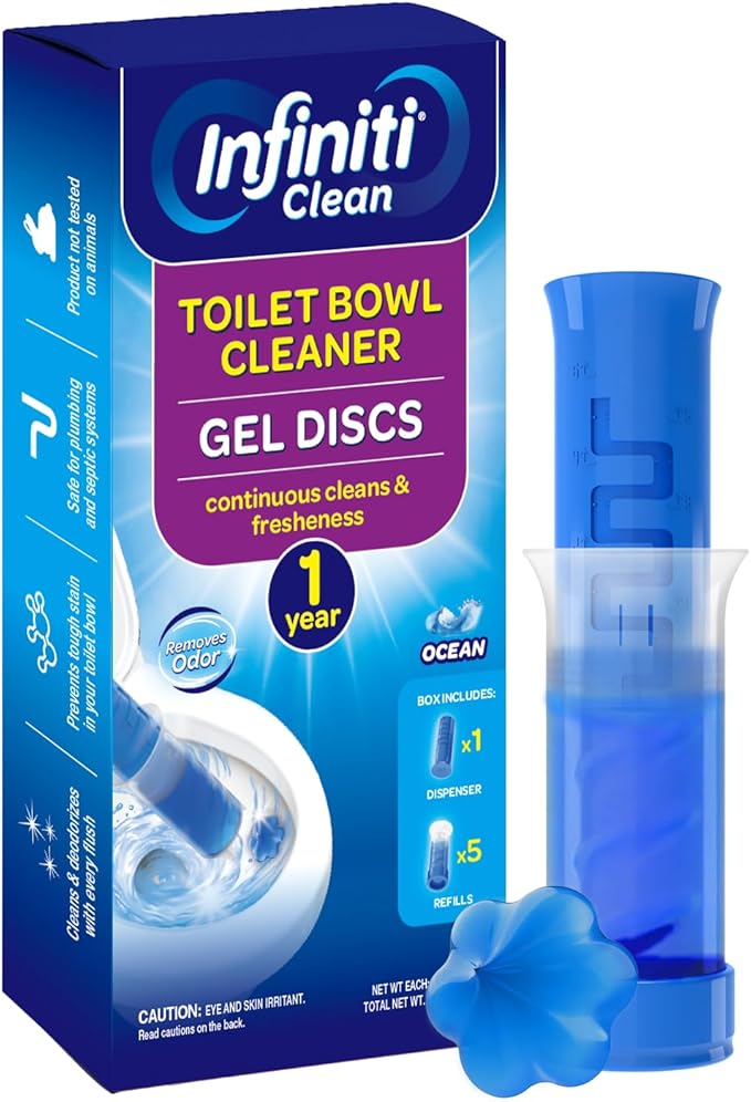 Toilet Gel Stamp, 5 Pack (Total 40 Stamps, Up to 1-Year Supply) Toilet Bowl Freshener, Long Lasting Toilet Cleaners Gel for Bathroom Odor Control (Ocean)