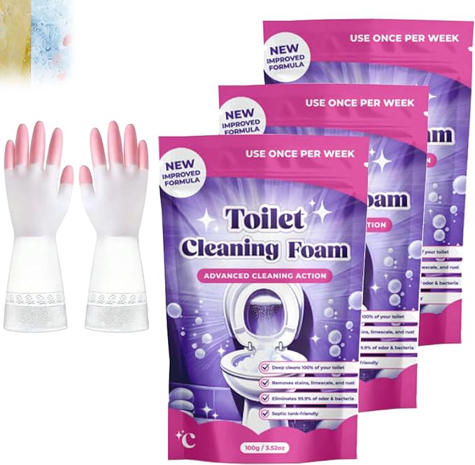 FizzClean Toilet Cleaning Foam, Upgrade Toilet Bowl Cleaner, for Sparkling Clean, Touch Free Foaming Cleaning Powder (3PCS)