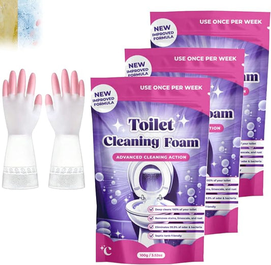 FizzClean Toilet Cleaning Foam, Upgrade Toilet Bowl Cleaner, for Sparkling Clean, Touch Free Foaming Cleaning Powder (3PCS)