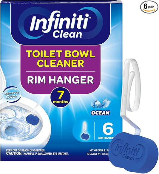 Toilet Bowl Cleaner Rim Hanger, 6 Count Toilet Bowl Deodorizer, Cleans and Freshens Toilet Bowl, Ocean Scent - 7 Month