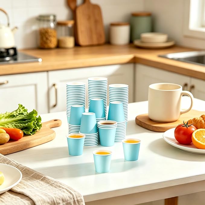 100 Pack 3oz Bathroom Paper Cups, Small Paper Cups, Paper Coffee Cups, Disposable Hot Cups for Water, Juice, Coffee or Tea, Ideal for Water Coolers, Party, Home and Office