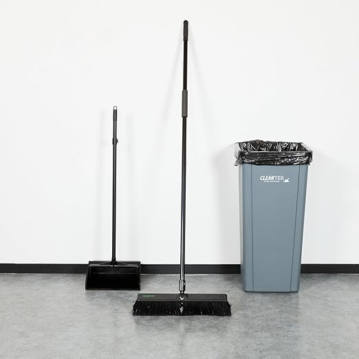Restaurantware-Clean Tek Professional 17.13 Inch Push Broom, 1 Heavy-Duty Broom with 59â€ Handle - Medium Bristles, 2 Handle Attachment, Wooden, Commercial Use, for Deck, Garage, Yard, Patio