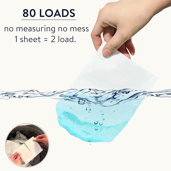 LOVING LAUNDRY- Detergent Sheets Stain Remover Enzymes Laundry Soap - Clean Safe Ingredients Ultra Concentrated -(80 Loads) Velvet Roses Scent