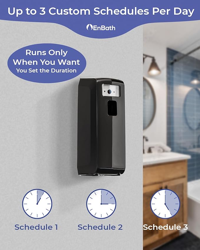 Programmable Automatic Air Freshener Spray Dispenser - Bluetooth App Controlled, Wall Mount or Standalone, Compatible with Glade & Airwick, Commercial or Home Use - IPhone (iOS) & Android Compatible