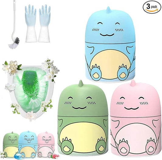 Magic Toilet Cleaning Bottle, Magic Toilet Bowl Cleaner with Carrying Rope, Cute Dinosaur-Shaped Toilet Bowl Cleaner Bottle, Long-Lasting Fresh Scent, One Dinosaur for Three Months (3-Mix)