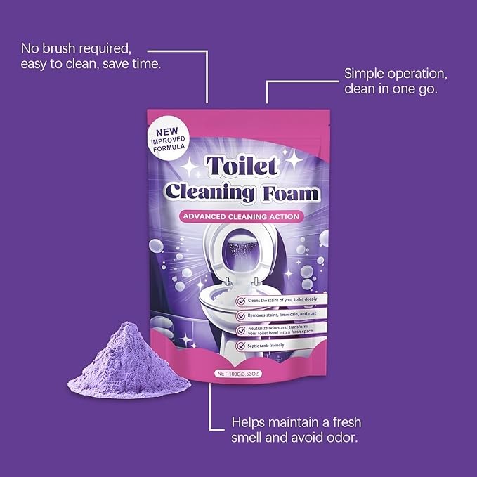 Ultra Foaming Toilet Cleaner Powder Pouches Self-Activating Cleaning Foam Easy Deep Clean for Home & Bathroom ﻿