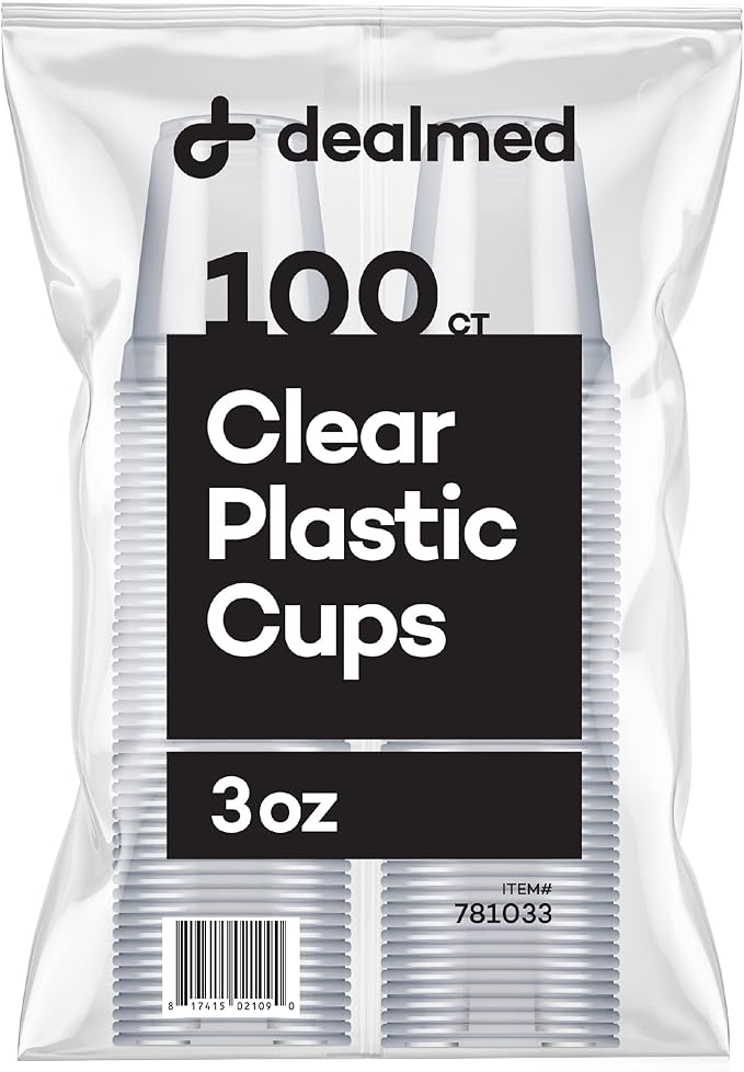 Dealmed Professional 3 oz. Disposable Plastic Cups - 100% Recyclable for Healthcare, Dental, Veterinary & Food Service Use (Pack of 100)