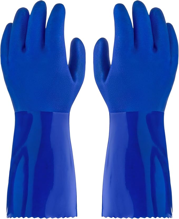kitchen-star Ultimate Rubber Household PVC Gloves with Comfortable Cotton Lining, Anti-Slip surface, Kitchen Dishwashing, Extra Thickness, Kitchen Cleaning, Working, Painting, Pet Care (Medium, Blue)