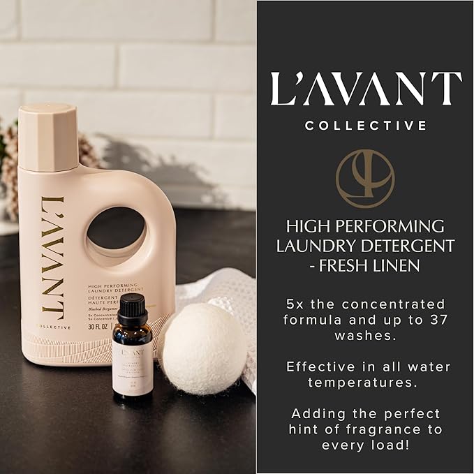L'AVANT Collective Luxury Laundry Detergent | Blushed Bergamot | Natural Non-Toxic Liquid Laundry Soap with Enzymes | Plant-Based, HE Compatible, Protects Colors | 30 oz