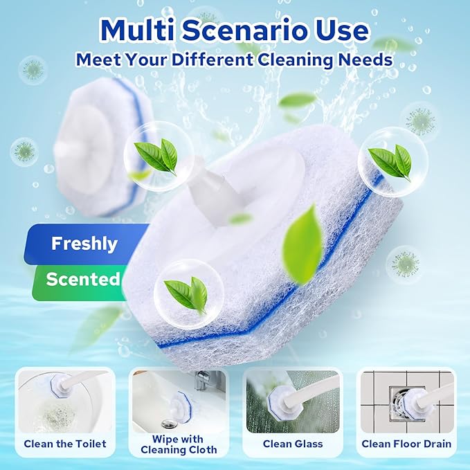 20pcs Disposable Toilet Brush Refills, Toilet Bowl Cleaner Refill Pads, Compatible with Most Toilet Cleaning Wands, Replacement Scrubber Heads for Deep Bathroom Cleaning, 20 Count