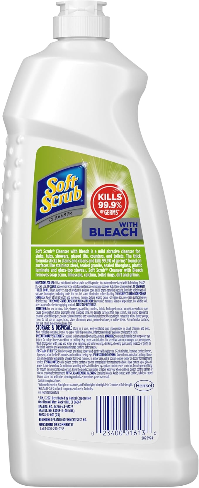 Soft Scrub Antibacterial Multi-Purpose Cleanser with Bleach Surface Cleaner, 36 Fluid Ounces