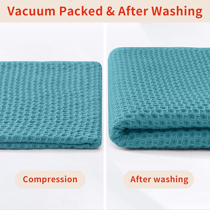 Homaxy 100% Cotton Waffle Weave Kitchen Dish Cloths, Ultra Soft Absorbent Quick Drying Dish Towels, 12 x 12 Inches, 6-Pack, Lake Blue