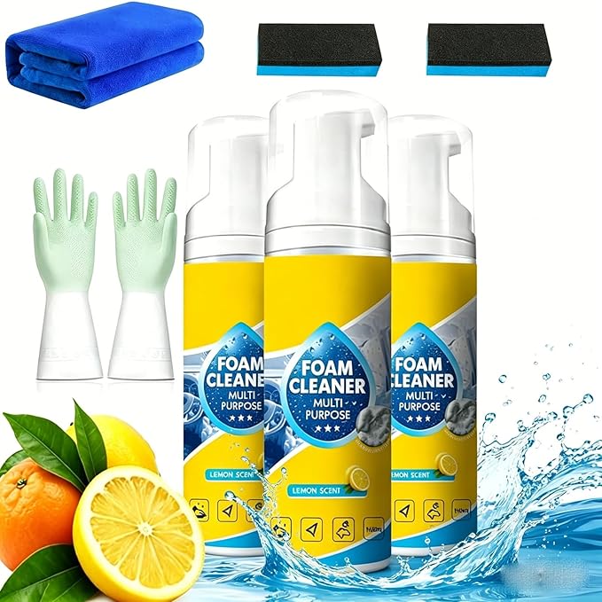 Auto Go Foam Cleaner, 2026 Upgrade 4-in-1 Multi-Enzyme Foam Cleaner – Deep Clean Car, Kitchen Enzyme Cleaners, All-Purpose Deep Cleaning Spray for Cars Interior, for Car, Kitchen, Sofa (3pcs, cleaner)