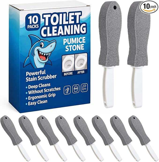 Sieral 10 Pack Pumice Stone with Handles for Bowl Toilet Cleaning, Toilet Pumice Stone Stick for Cleaning Bathroom, Oven, Grills, Tiles, Grout and Pools