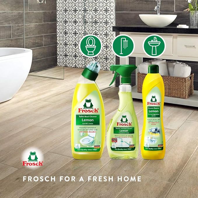 Frosch Natural Lemon Shower & Bathroom Cleaner Spray Bottle, 500ml (Pack of 2)