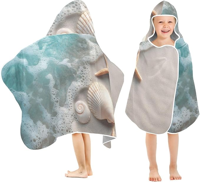 SUABO Kids' Bath Towels Sea Beach Hooded Towels for Boys Girls,Toddler Towels Multi-Purpose for Beach,Pool and Bathroom,23.5" x 50", Soft and Highly Absorbent
