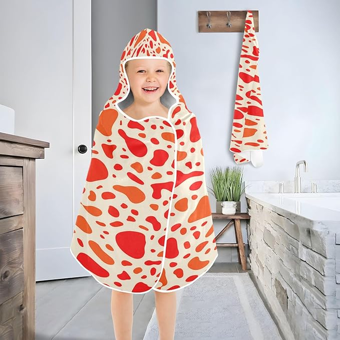 CEBUGI Animal Print Hooded Bath Towel for Kids Absorbent Soft Bath Towel Wrap with Hood 50x23.5in Pool Beach Shower Towel for Boys Girls