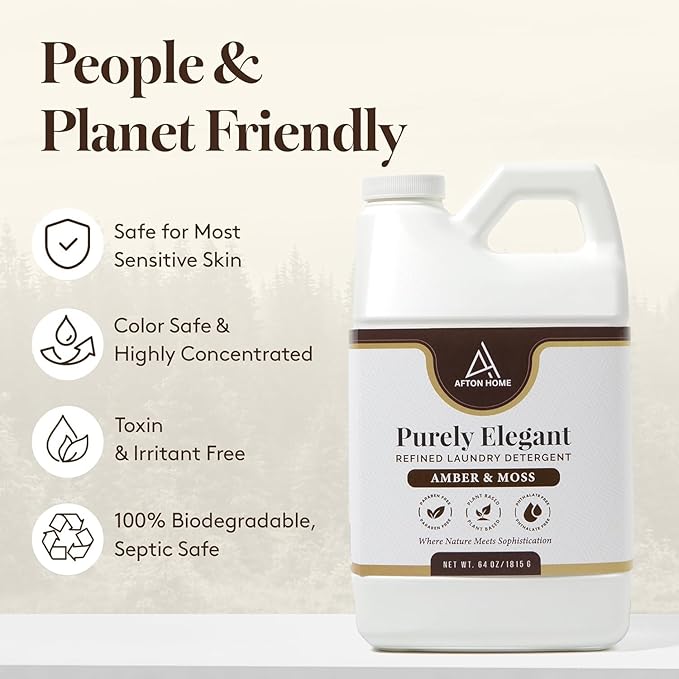 Elegant Luxury Plant-Based Laundry Detergent Lavender & Chamomile Scent, 32oz by Purely Elegant, Biodegradable, Sensitive Skin Safe, Highly Concentrated, Eco-Friendly, Paraben Free, HE Medium